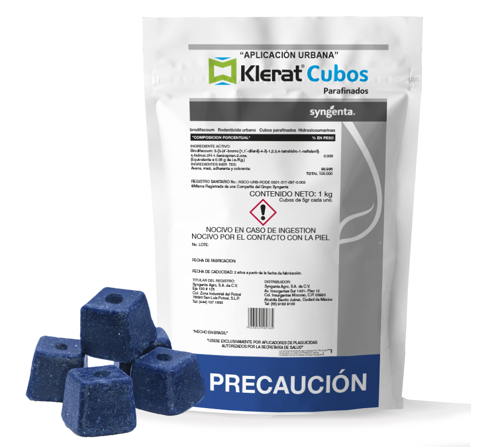 Klerat Cubos parafinados 1 kg – cebo rodenticida profesional para ratas y ratones