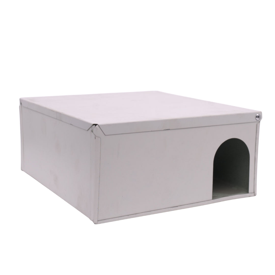 Cebadero metálico chico para control de roedores