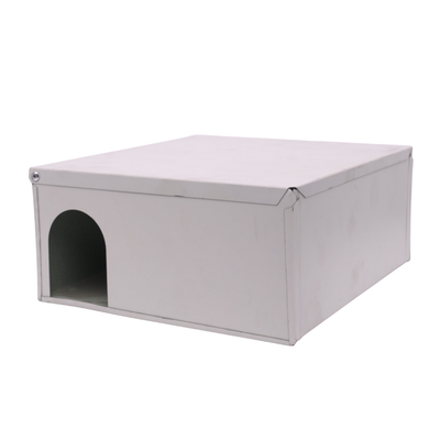 Cebadero metálico chico para control de roedores